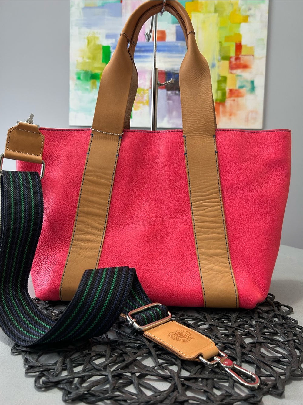 Consuela Marin Bright Pink Leather Carryall
